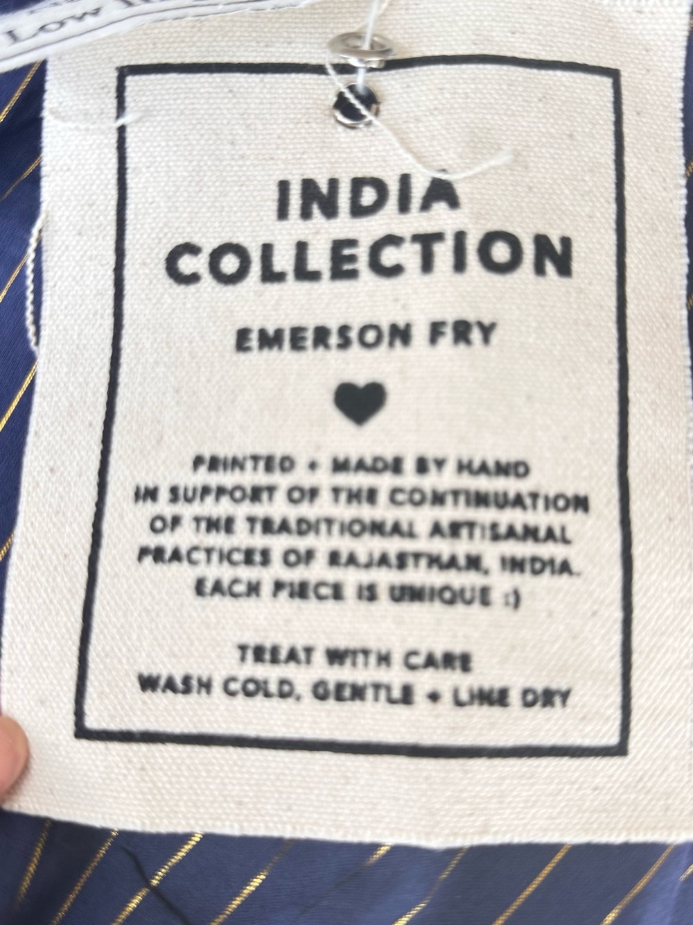 Emerson Fry India collection Navy Pinstripe Tiered Maxi Dress size S 100cotton - Picture 7 of 7
